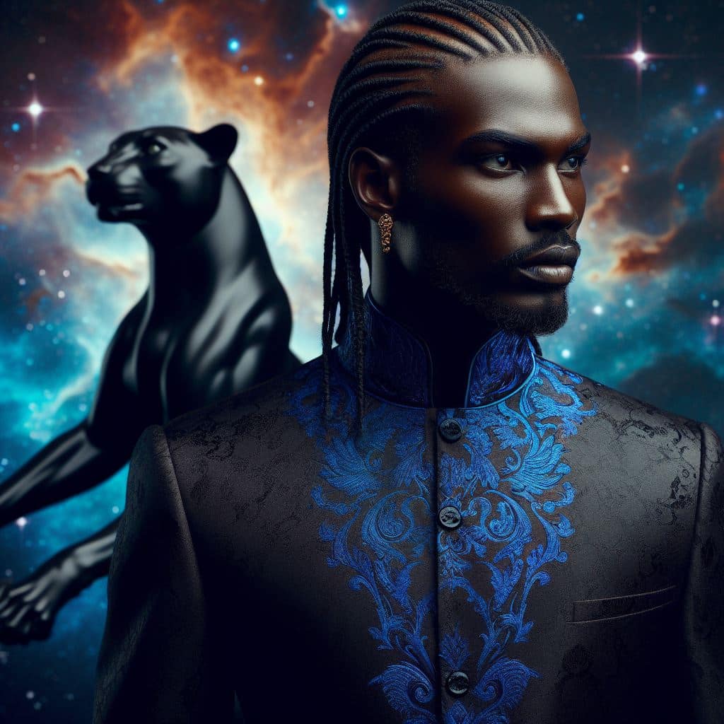 Black Man Panther Noble Soul Awakened Dark Feminikne Heart Activated Sherwani Blue Dark Nebula Strong 26 Collage