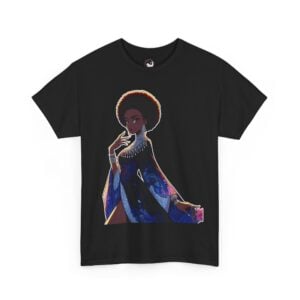Anime African Black Elite Noble Royal Woman V001 (High Quality Unisex Heavy Cotton T-Shirt)
