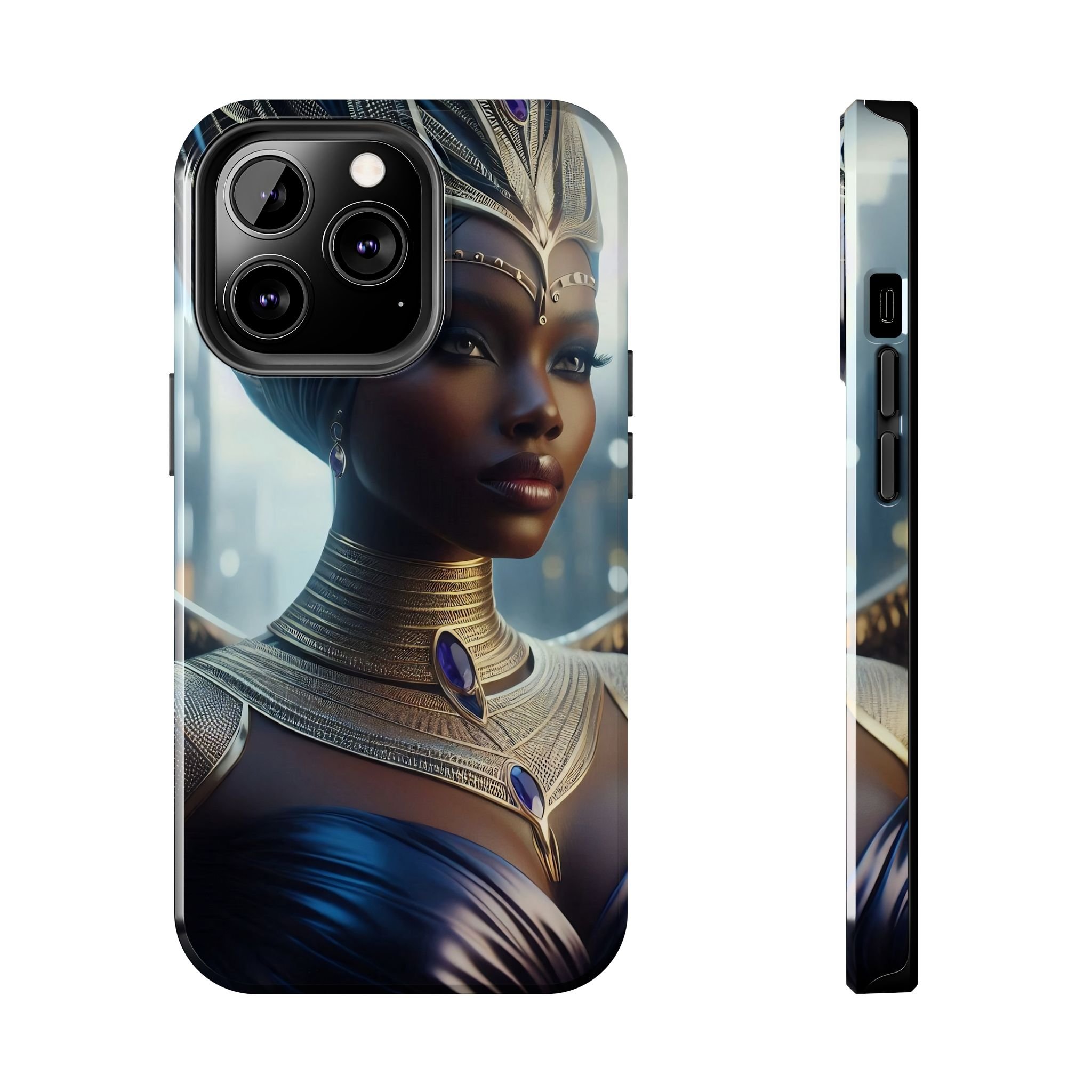 Royal Black Winged Throne Goddess Aset (Isis) V001B (High Quality Material Tough Phone Cases for iPhone & Samsung)