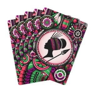 African Folklore V005 PSYCHEDELIC RED (Poker Playing Cards)